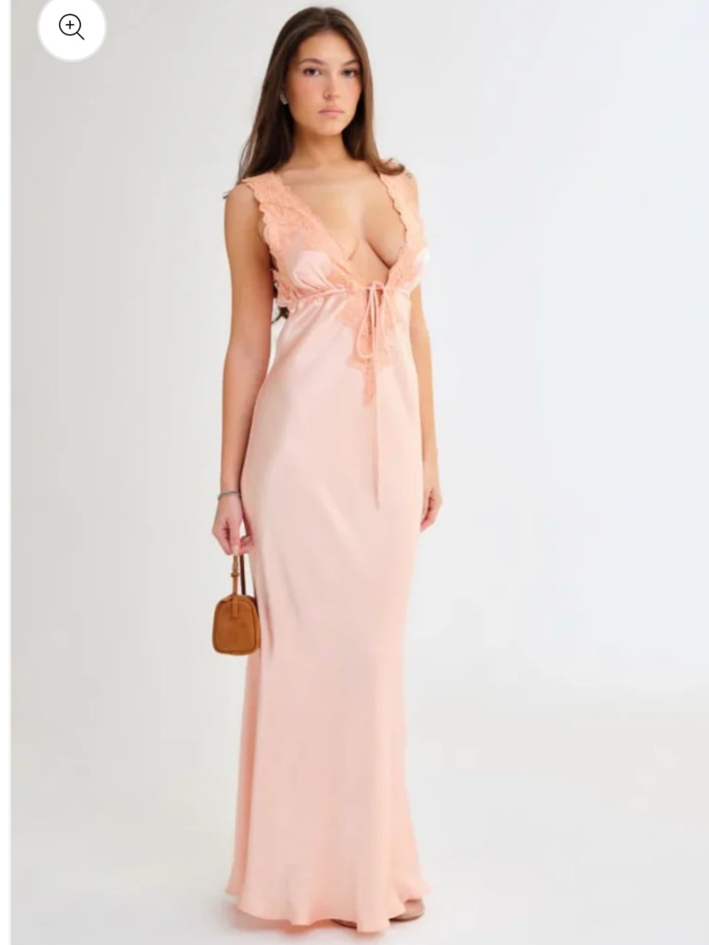 Rumored Venice Lace-Trim Maxi Dress in Blush